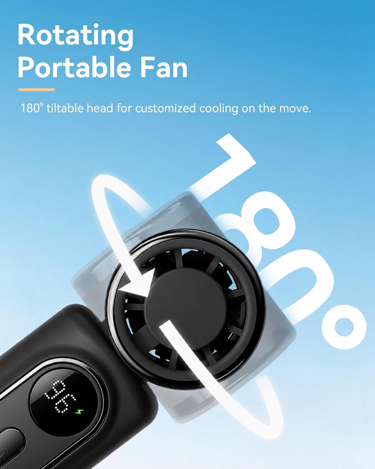 Mini Clip on Fan Handheld, 3000mAh Rechargeable Portable Fan with LED Display, 3-in-1 Personal Cooling Fan, 4 Speeds Quiet USB C Fan for Stroller Desk Travel Camping Office for Women Men Kids, Black