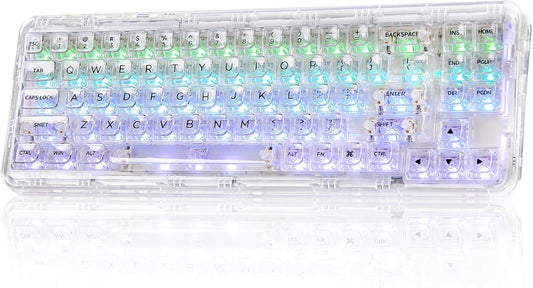 YUNZII X71 68% Wireless RGB Mechanical Keyboard(White, Crystal Ice Switch)