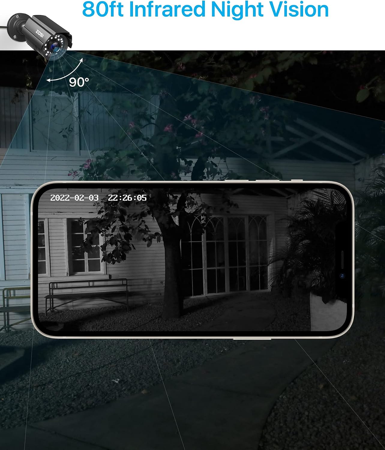 ZOSI 1080P CCTV Camera Outdoor Indoor Hybrid 4 in 1 HD TVI/CVI/AHD/CVBS Home Security Cameras System,Night Vision,Waterproof Metal Housing Bullet Cam For 960H,720P,1080P,5MP,4K analog Surveillance DVR