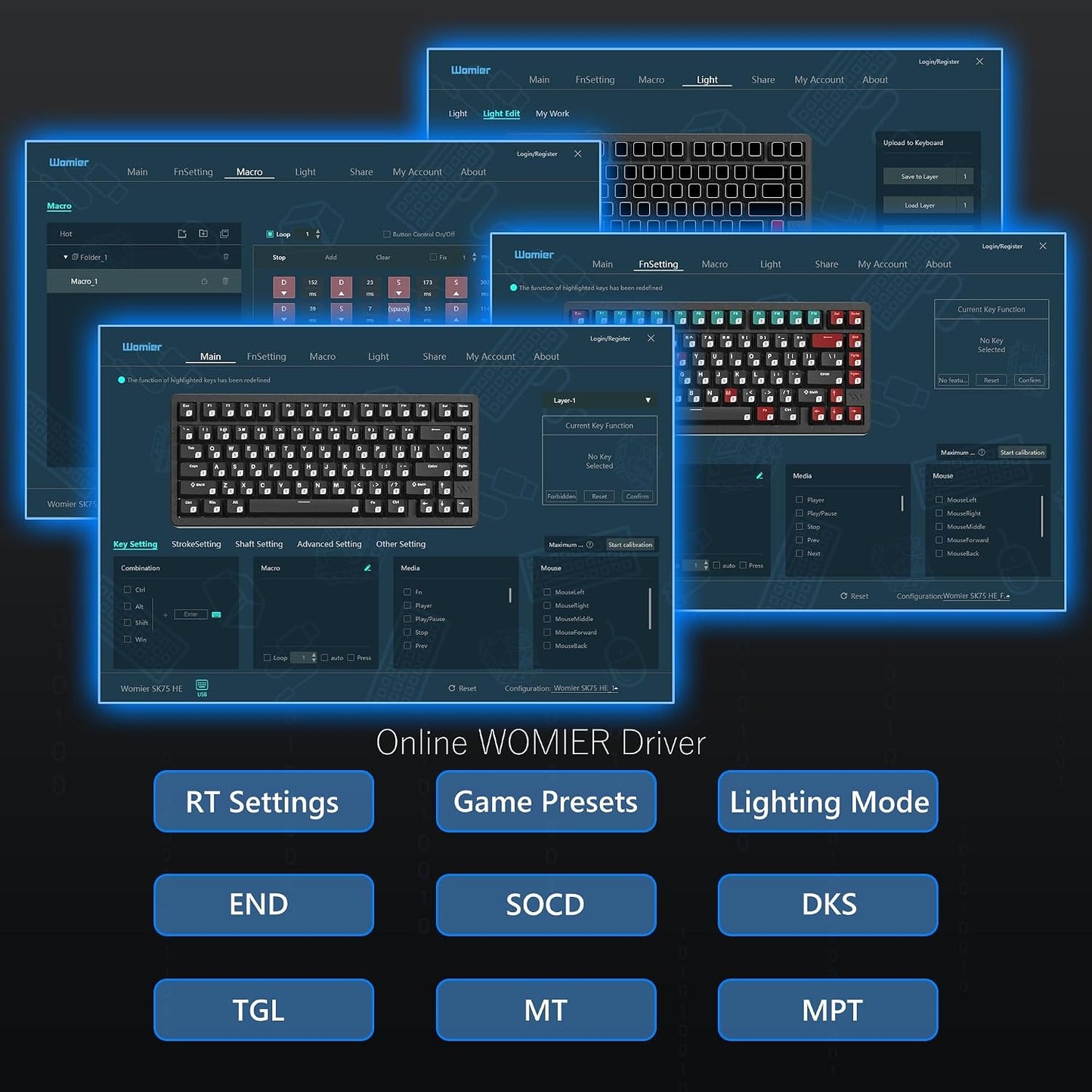 Womier SK75 TMR/HE Keyboard Gaming 75% Hall Effec, Mechanical Keyboard | Rapid Trigger Wireless Custom Magnetic Switch Keyboard with 8000 Hz Hot Swap, BT/2.4G/USB-C with Mac Windows Linux-Aluminum