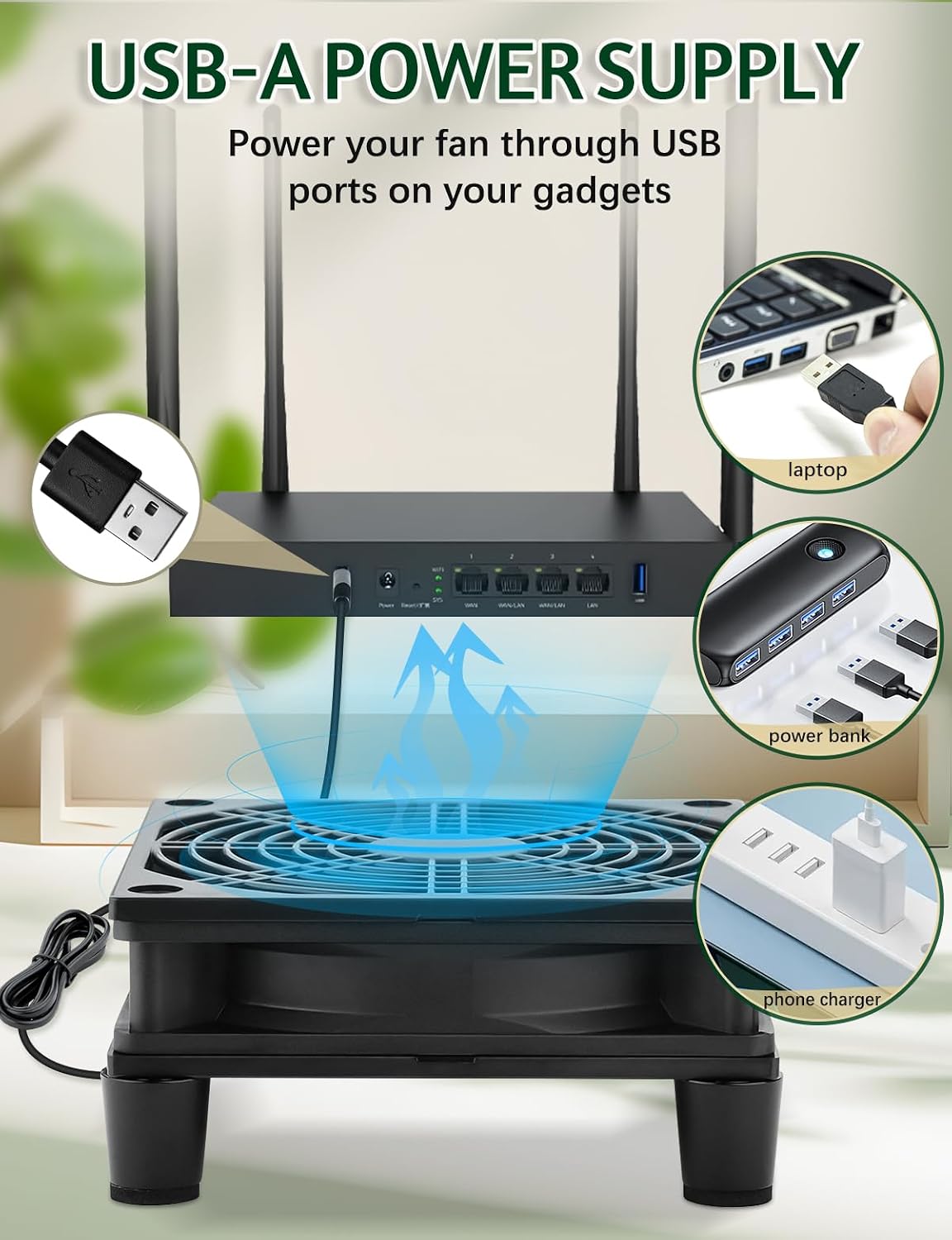 USB 120mm Computer Cooling Fan 5v 3 Speed Controller | Electronics Cooling Pad for Router Xbox PlayStation Receiver DVR T-Mobile 5G Home Internet Gateway Modem Mini PC