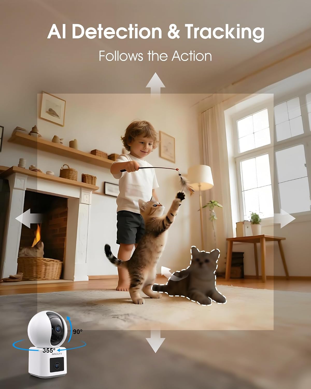 ARCCTV Dual Lens Indoor Security Camera 2 Pack, 2.5K HD Pet Camera