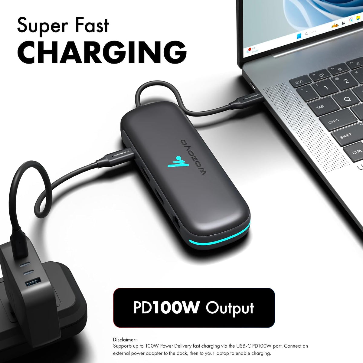 Type C 9 in 1 Wozoyo Docking Station with 2XUSB 5Gbps, 2X4K HDMI, Gigabit Ethernet, SD & TF Card Reader, PD 100W, USB 2.0, USB-C Hub, Compatible with Thunderbolt 4, macOS, Windows, Android & iOS
