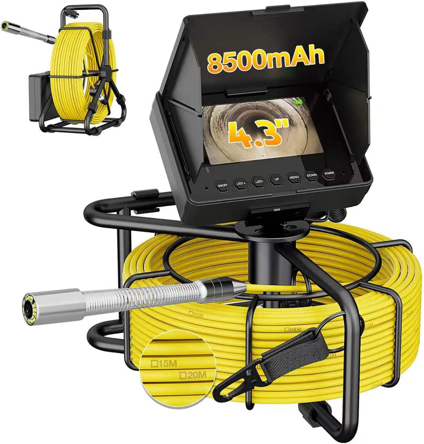 Sewer Camera 100 FT, 4.3" HD Screen, 23mm Industrial Endoscope with Light, Portable Drain Camera with 8500mAh Battery,Ideal for Plumbers and Homeowners(No DVR)