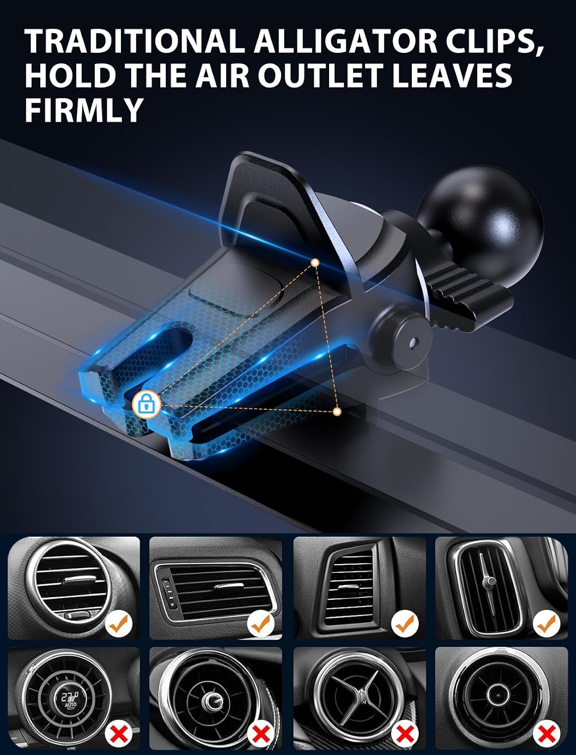 Wireless Car Charger 15W Fast Charging Auto-Clamping Air Vent Phone Mount | Cell Phone Holder Car Charger Compatible with iPhone 17 16 15/14/13/13 Pro/12 pro/12, for Samsung Galaxy Series