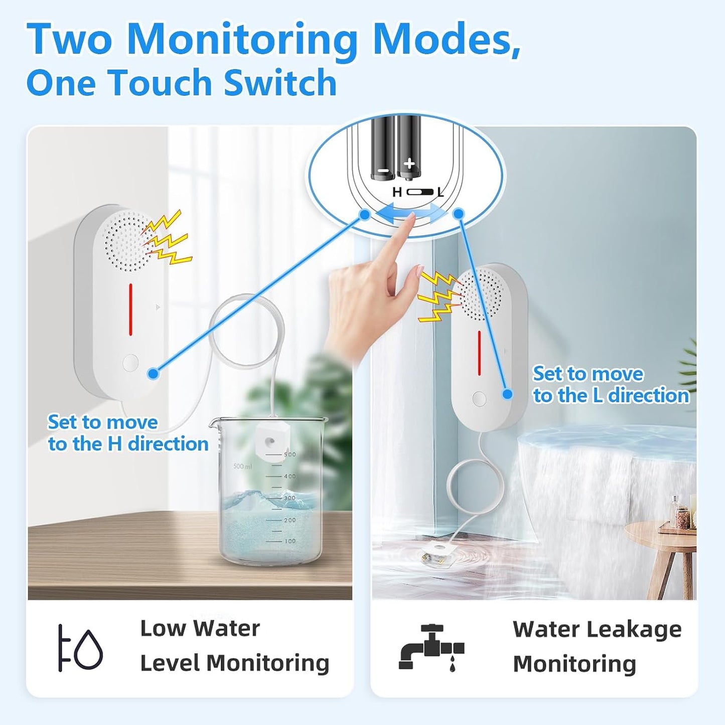 Water Detector Alarm, Smart Water Sensor Alarm Water Leak Detector, 100dB Water Detector Alarm with App Remote Monitor, Wireless Tank Level Monitor for Basement,Kitchen,Bathroom.1PCS