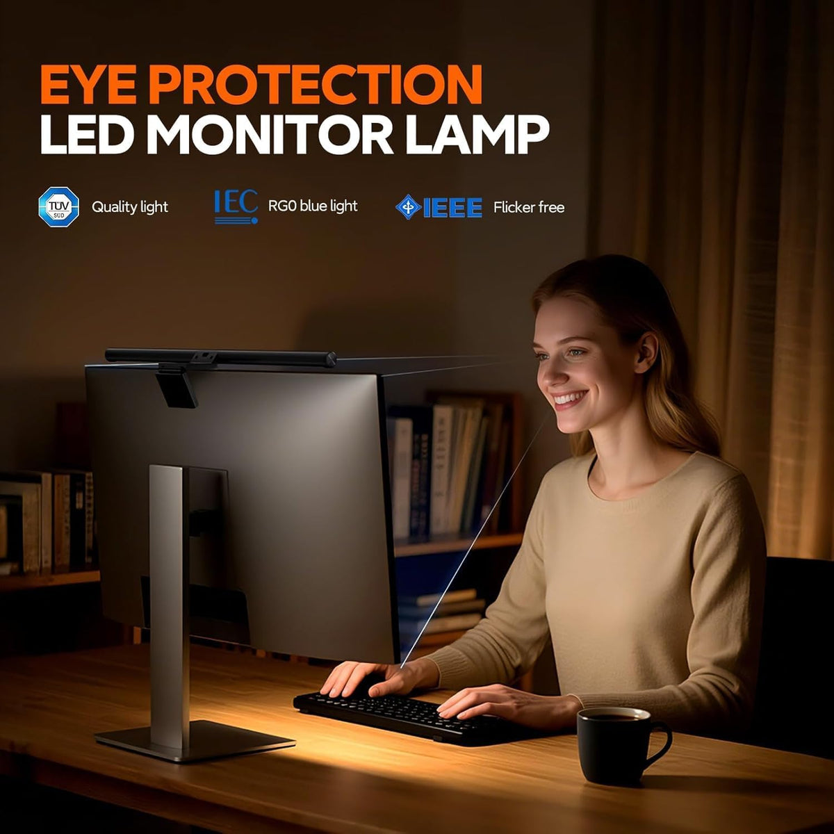 LYMAX Monitor Light Bar, Eye-Care USB Computer Lamp Dimmable Screen Light Bar, Fit for All Monitor with Wireless Controller, Backlight, No Screen Glare, Space Saving for Home Office Gaming Desk