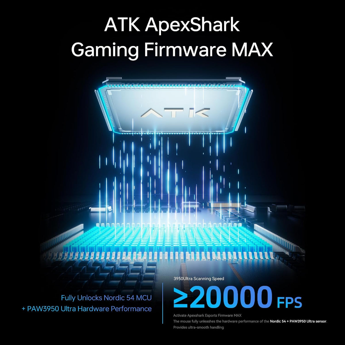 ATK Blazing Sky F1 V2 Ultra Max Wireless Gaming Mouse, PAW3395 Ultra Sensor, DPI up to 30,000, 54g Lightweight, 600 Hr Battery Life, All-New Nano Coating, Tri-Mode 2.4G/Bluetooth/Wired - Black