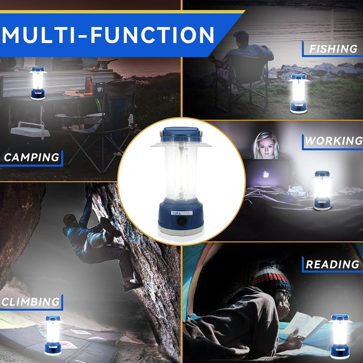 Durapower LED Camping Lantern Rechargeable, Bright 2000 Lumen, 5 Modes, 4000 mAh Power Bank, IP44 Waterproof Lantern for Hurricane, Emergency, Power Outages, Home