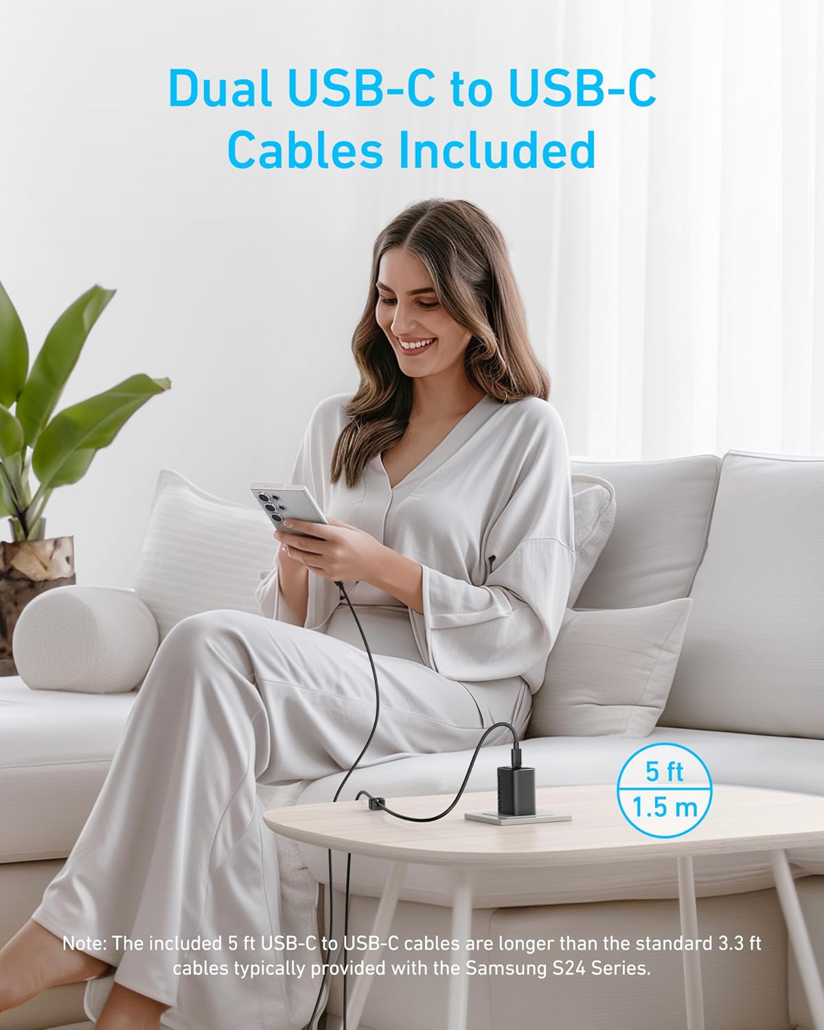 Anker 45W USB C Charger Block, 2-Pack Type C Charger Fast Charging | Phone Charger Includes 5ft USB-C Cable,For iPhone 17/16 Series,iPad, Galaxy S24 Ultra and More