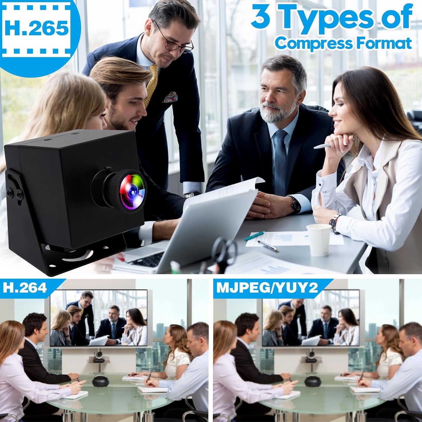 ELP 4K HDMI USB Camera Wide Angle PC Camera for Computer Monitor Simultaneously Output Mini UVC USB2.0 Webcam 2X Digital Zoom H.264 8mp USB Security Camera (120degree no Distortion Lens)