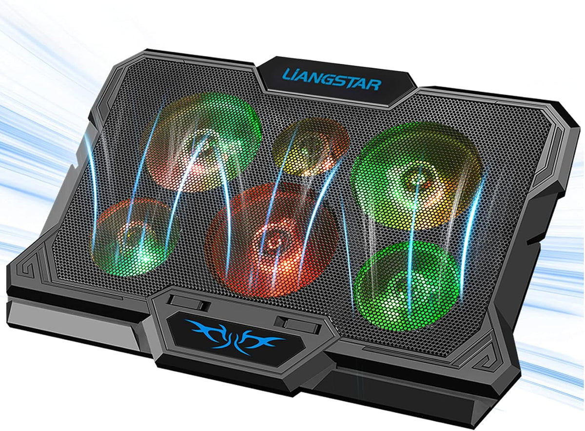 Laptop Cooling Pad, Laptop Cooler with 6 Quiet Led Fans for 15.6-17 Inch Laptop Cooling Fan Stand, Portable Ultra Slim USB Powered Gaming Laptop Cooling Pad, Switch Control Fan Speed Function