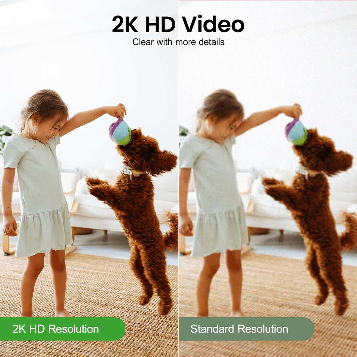 INFIYA 2K Indoor Camera-One-Touch Call Baby/Elderly Monitor Pet Camera 360° PTZ & Intelligent Tracking for Home Security, Compatible with Alexa/Google Home(2.4GHz WiFi Only) - K7 2P
