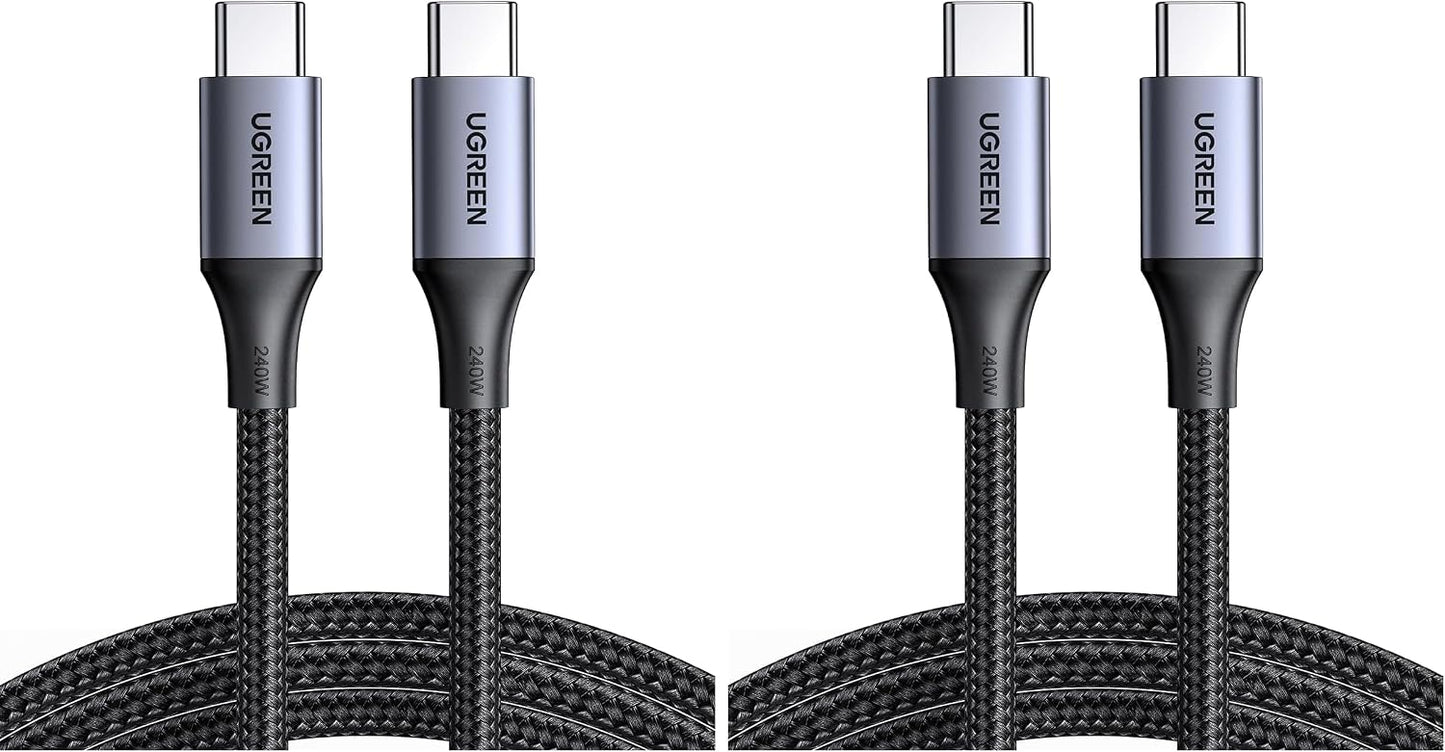 UGREEN 240W USB C to USB C Cable, Fast Charging Cable, 6.6ft, Black | For iPhone 17/16/15, MacBook Pro/Air, iPad Pro/Air/Mini, Galaxy S26/S25/S24, Dell XPS, Pixel, Switch, and more. Nylon Braided