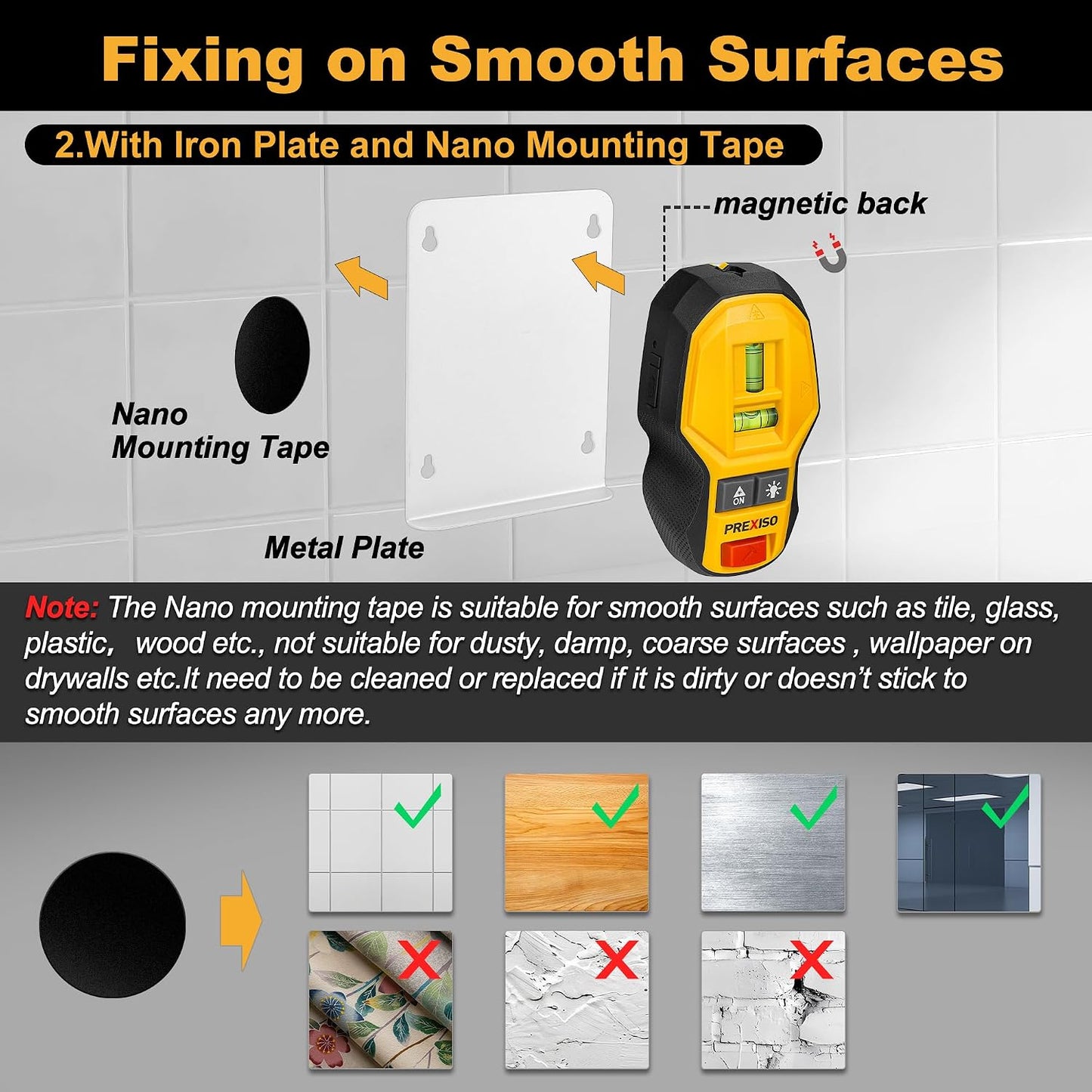PREXISO 2-in-1 Rechargeable Cross Line Laser Level & Magnetic Stud Finder | Compact Line Lasers with LED Bubble Vials for Accurate Marking for Hanging Frames & Pictures Non-Electronic Stud Finder