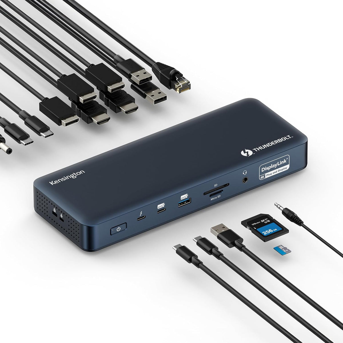 Kensington DisplayLink 4K Docking Station, Triple 4K for MacBook Pro/Air M1/M2/M3/M4, 14ports, 3xHDMI/3xDisplayPort,4xUSB A,2xUSB C 3.2, Ethernet, Audio, 100W PD (K33621NA)