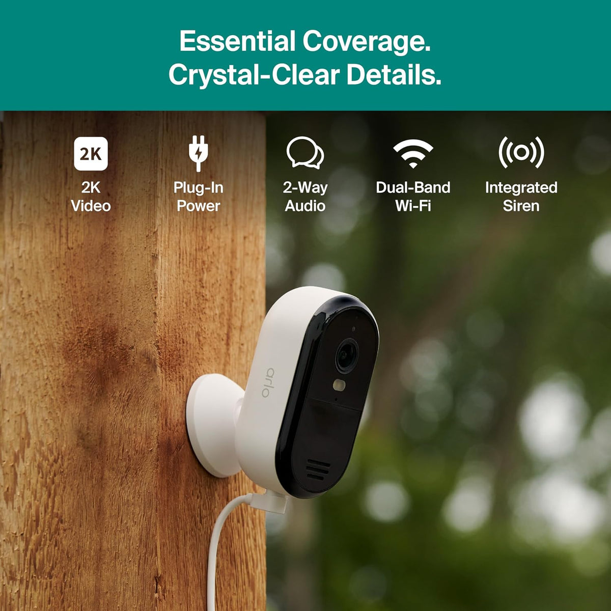 Arlo Essential Plug-in Security Camera 2K (3rd Gen) - 1-Cam