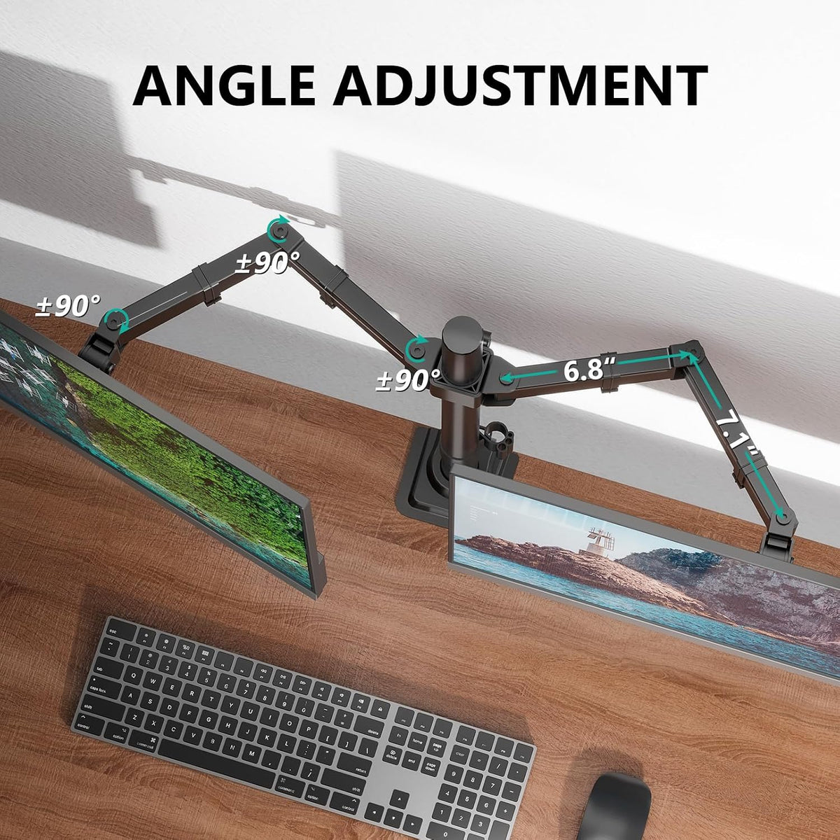 WALI Articulating Dual Monitor Stand for 13-32 inch Screens, 22 lbs per Arm