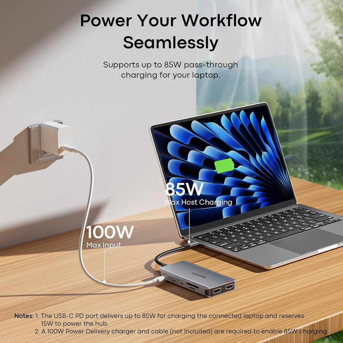UANTIN USB C Docking Station Dual Monitor for Laptop, 10-in-1 Dock HDMI Hub