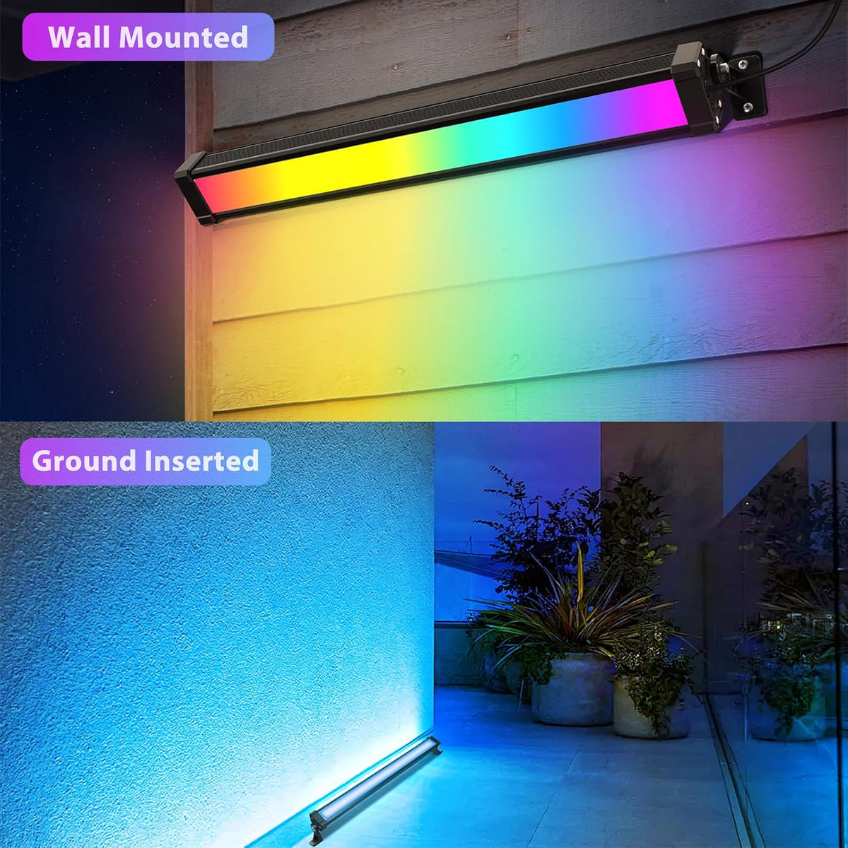 MEIKEE 42W RGBCW Wall Washer Lights APP Waterproof LED Light Bar 4 Pack