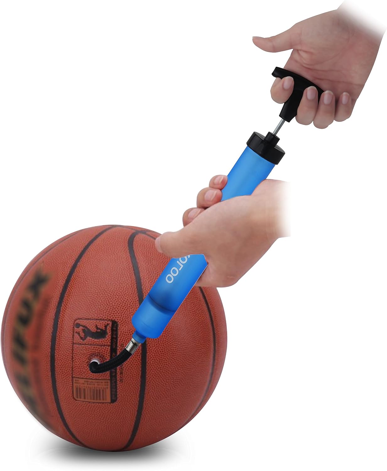 SKOLOO 10" Portable Hand Air Ball Pump Inflator Kit with Needle, Nozzle, Extension Hose for Soccer Basketball Football Volleyball Water Polo Rugby Exercise Sports Ball Balloon Swim Inflatables