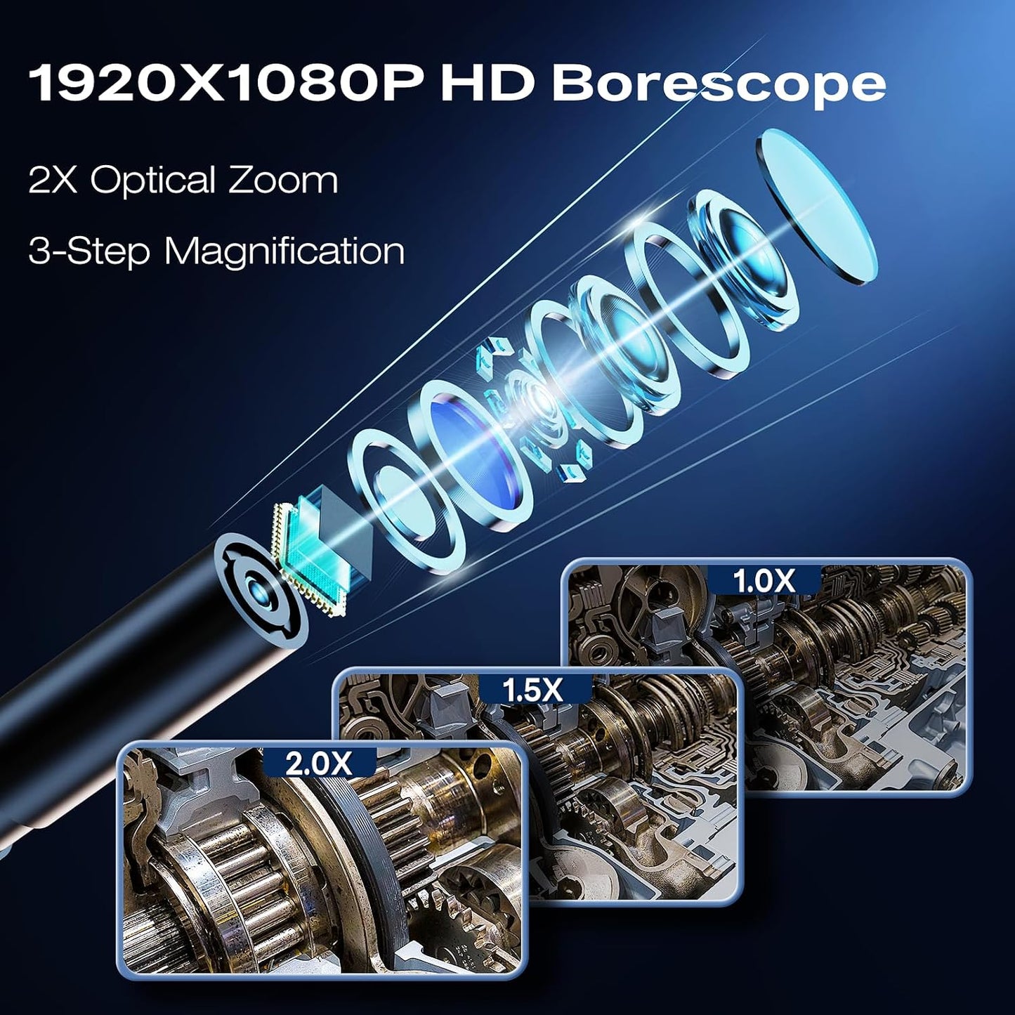 Endoscope Camera with Light, 1920P HD Borescope, 4.3" IPS Inspection Camera | AukonVee IP67 Waterproof Snake Camera with 8 LEDs, 16.5ft Semi-Rigid Cable, Great for Automotive and Pipe Repair Tools
