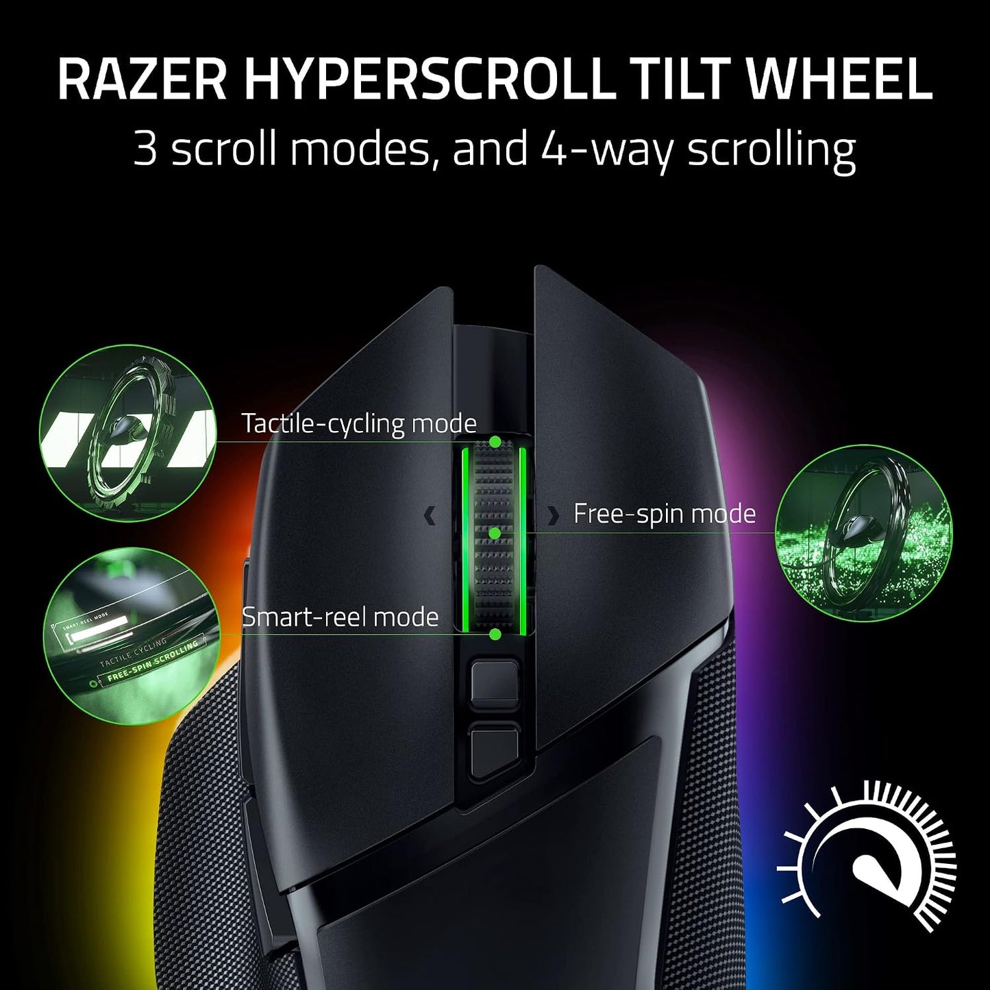 Razer Basilisk V3 Pro Customizable RGB Wireless Gaming Mouse, Black | Optical Switches Gen-3, HyperScroll Tilt Wheel, RGB, 11 Programmable Buttons, Focus Pro 30K Optical Sensor, 150 Hr Battery