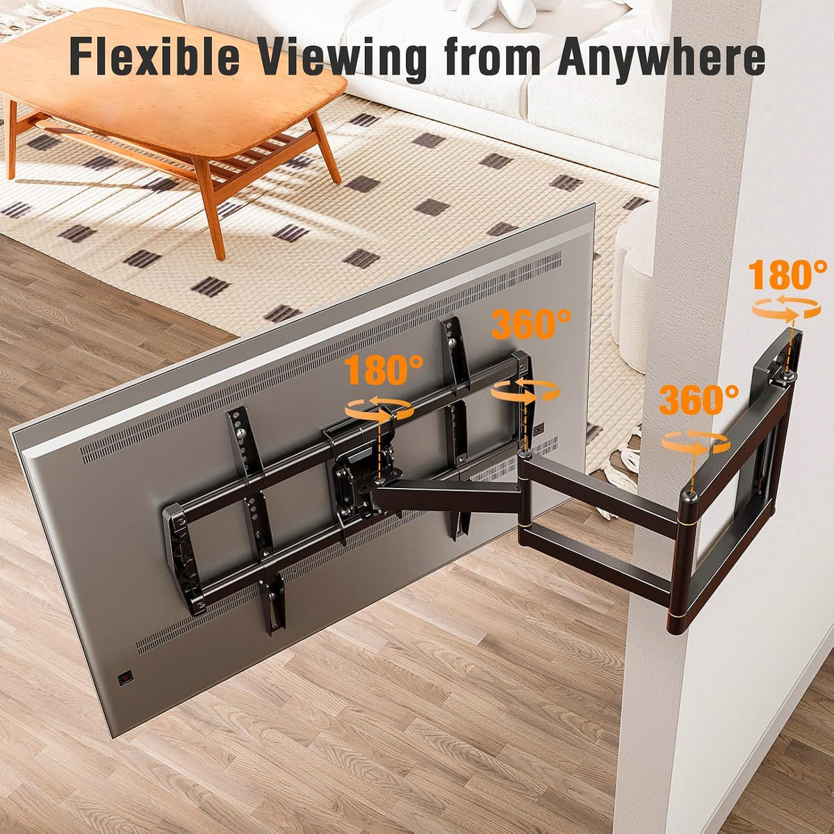 30" Long Arm TV Wall Mount for 42-75 Inch TVs, Full Motion Swivel and Tilt