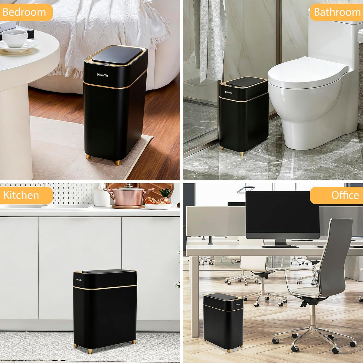 Pukomc Automatic Small Sensor Trash Can with Touchless Lid
