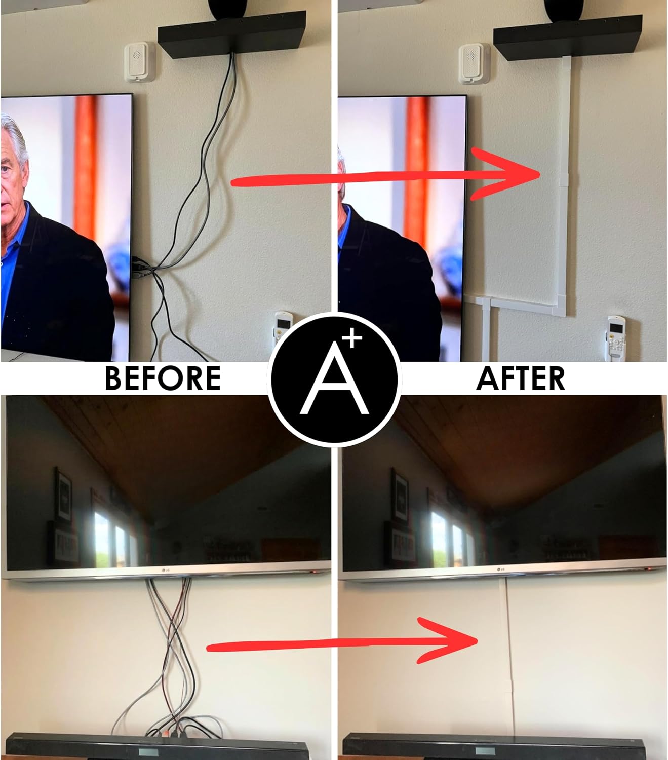 Cord Cover Full Kit, 26ft/315in Self-Adhesive Cable Raceway, 20 Snap-On Channels, Wire Hider for TV, HDMI & Speaker Cables, Includes Connectors & Corners, Paintable Cable Management, White