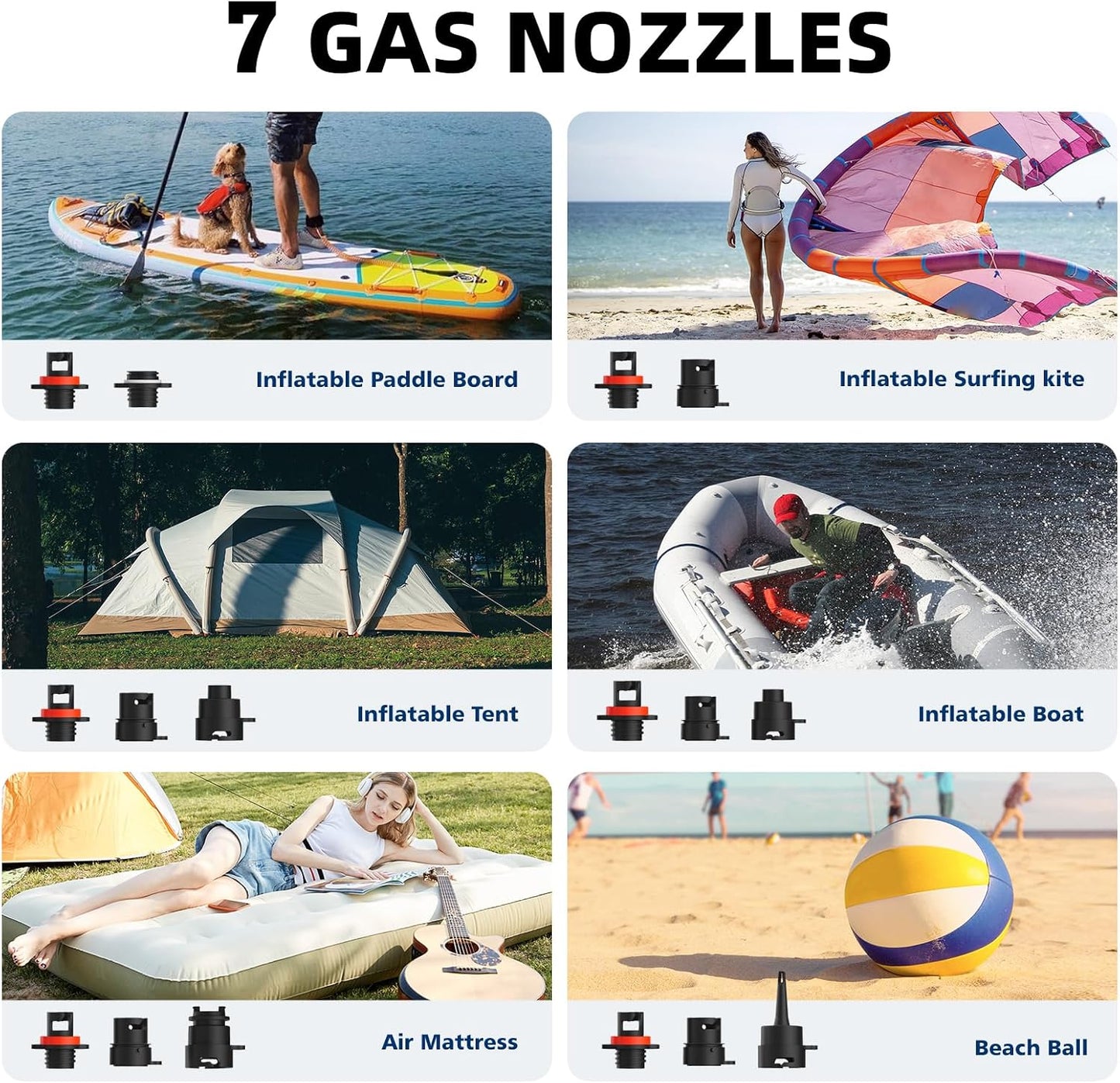 CYCPLUS Smart SUP Air Pump, 20PSI, 38.48Wh Battery, Inflation & Deflation | Compact size, 1.14kg, Auto-Off, 7 Nozzles, Air Pump for Stand Up Paddle Boards,Surfing Kite, Tent, Mattress