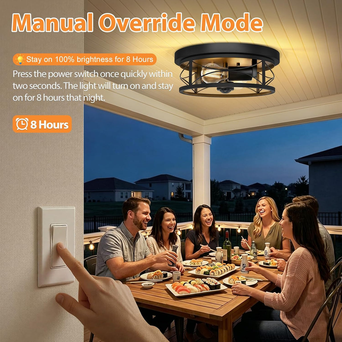 Motion Sensor Outdoor Ceiling Light, Dusk to Dawn Flush Mount Light Fixture