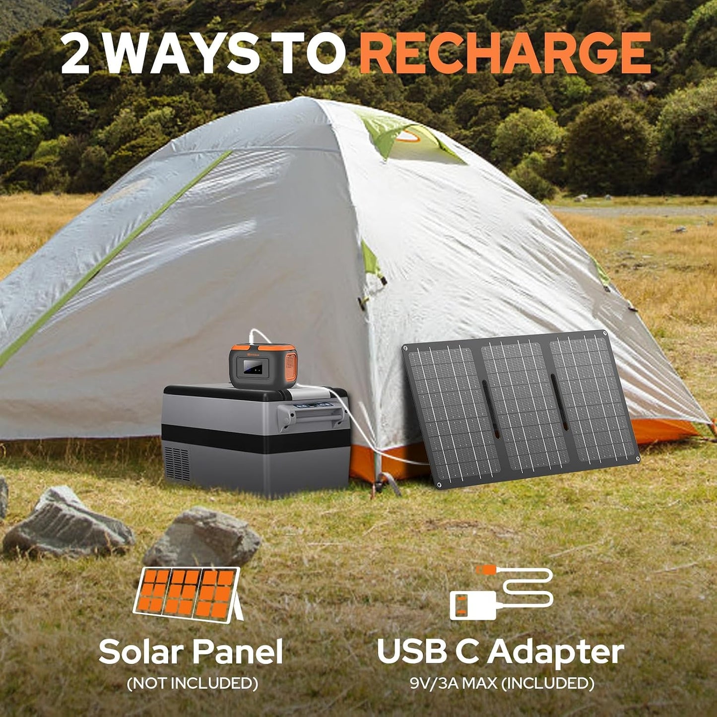 Portable Power Station 120W, 110V Power Bank with DC AC Outlet | DC 12V, 97.6Wh Portable External Battery Power Pack Generator with USB C Input for Camping Home Van Life Adventure Backup