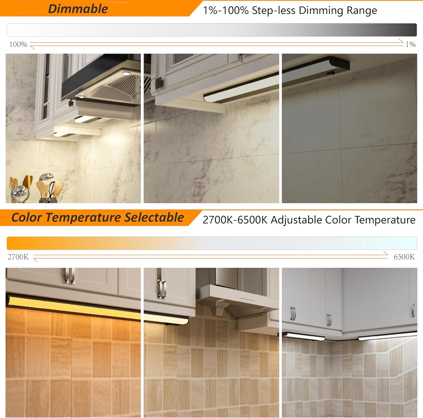 Smart Under Cabinet Lighting Hardwired Plug-in, Alexa & Google Compatible, Dimmable LED Under Cabinet Lights for Kitchen,18 Inch Under Counter Lights with App, Remote, 2700K-6500K Adjustable CCT