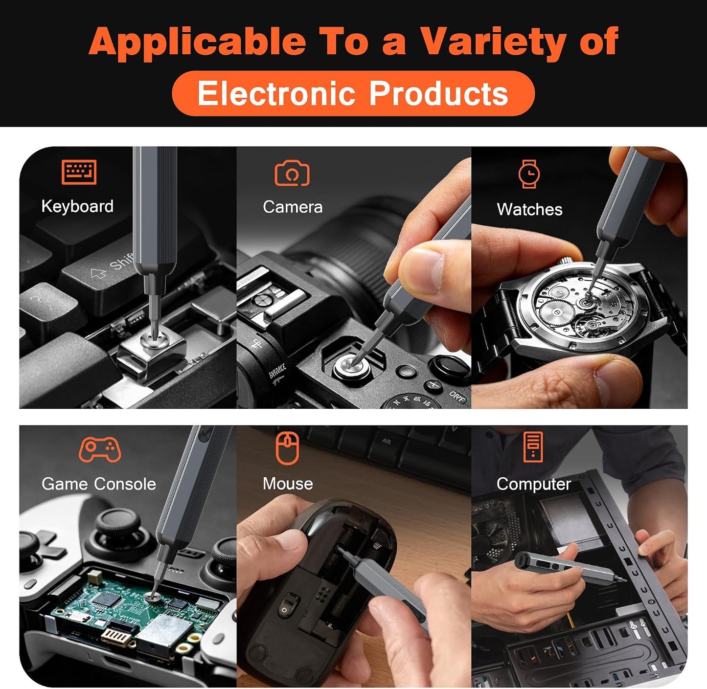 138-IN-1 Electric Screwdriver Set Cordless with 120 Precision Bits | Rechargeable Screw Driver with LED Light Magnetic Storage Home Repair Tool Kit for Electronics, Camera, Watch, PC RC