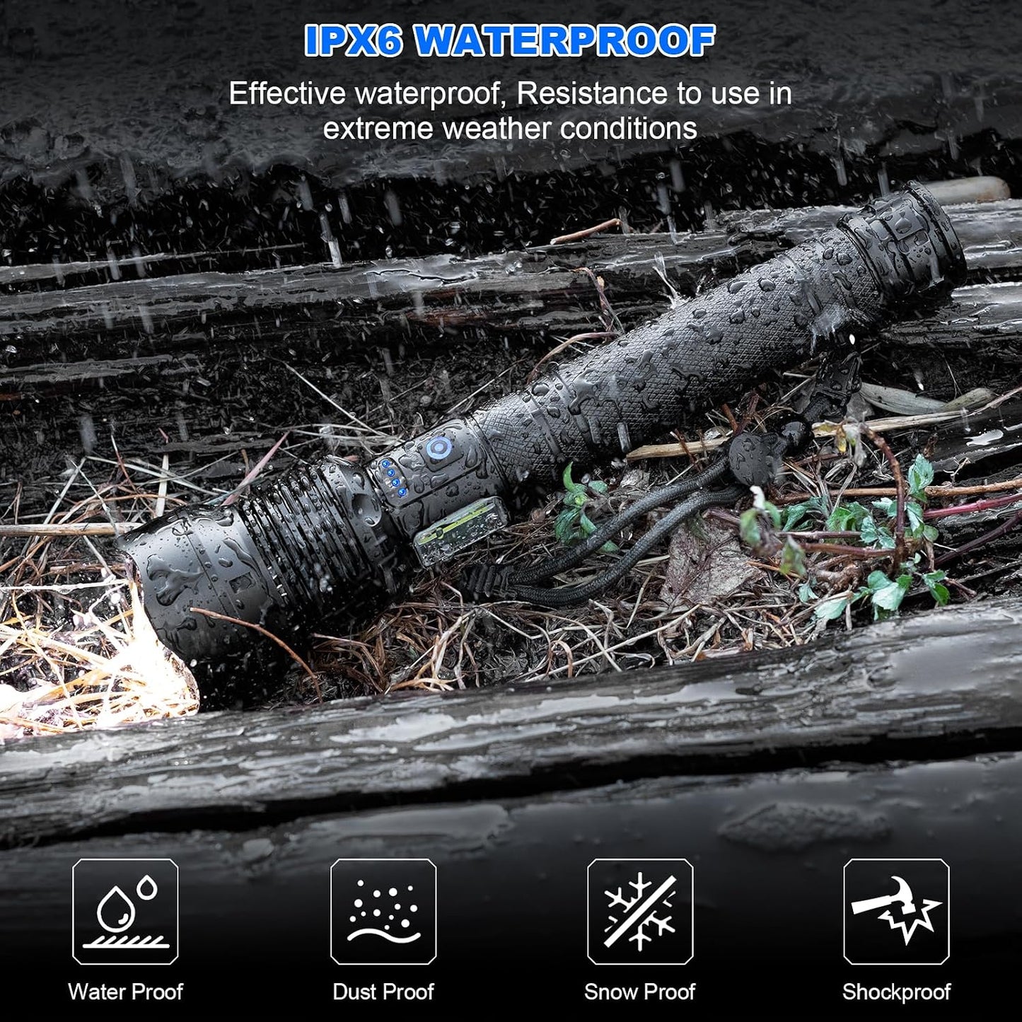 Cinlinso LED Flashlight High Lumens, Bright Flashlight for Outdoor Use | IPX6 Waterproof with 7 Lighting Modes for Camping, Hiking, Power Outages, Roadside Repairs and Emergency