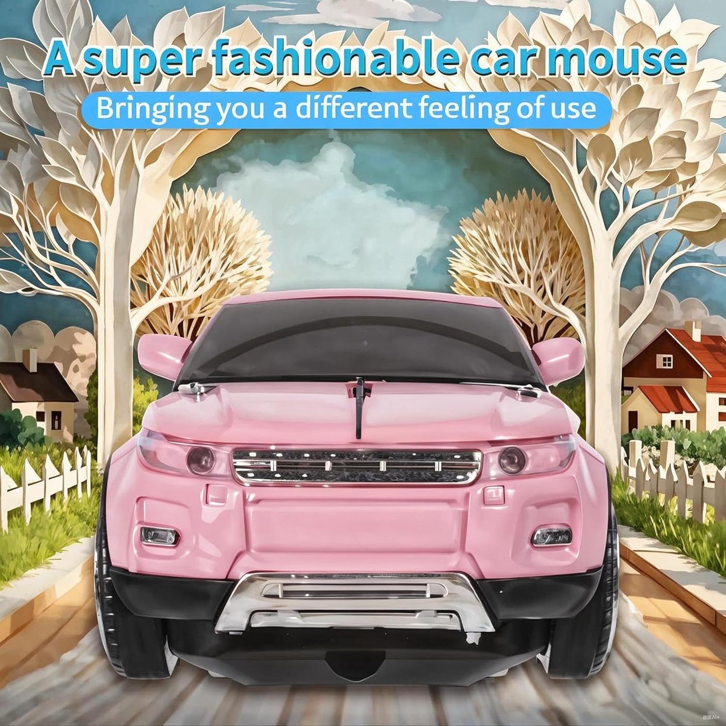 elec Space Wireless Mouse Car Computer Mouse for PC Laptop (Milk Tea Pink)