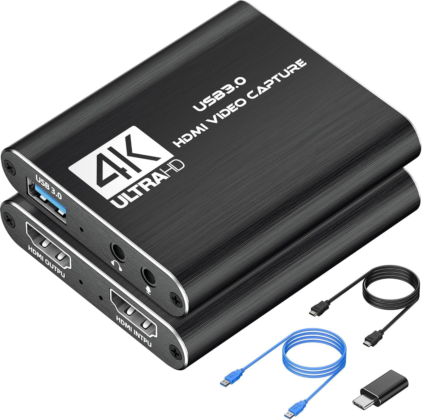 4K HDMI Capture Card for Streaming, Full HD 1080P 60FPS USB 3.0 Cam Link Game Audio Video Capture Card, Work with Camera/Nintendo Switch/Xbox/PS4/PS5/PC/OBS (Black)