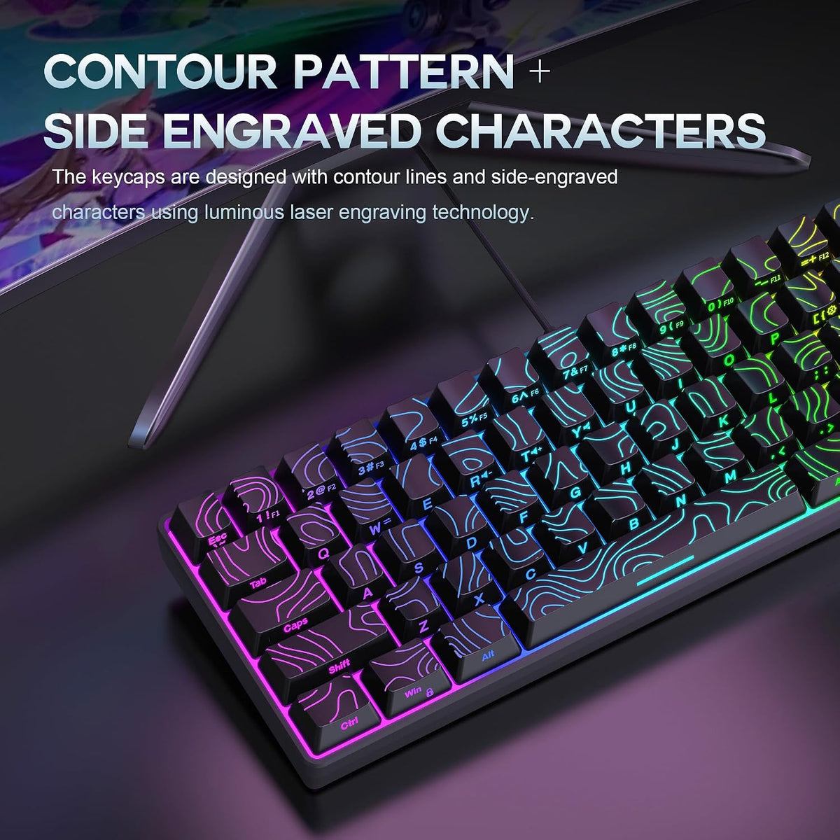 Snpurdiri 65% Wired Small Gaming Keyboard RGB 68-Key (Black) | Mini Gaming Keyboard Backlit Ultra-Compact , for PC/Mac Gamer, Typist, Travel, Easy to Carry on Business Trip