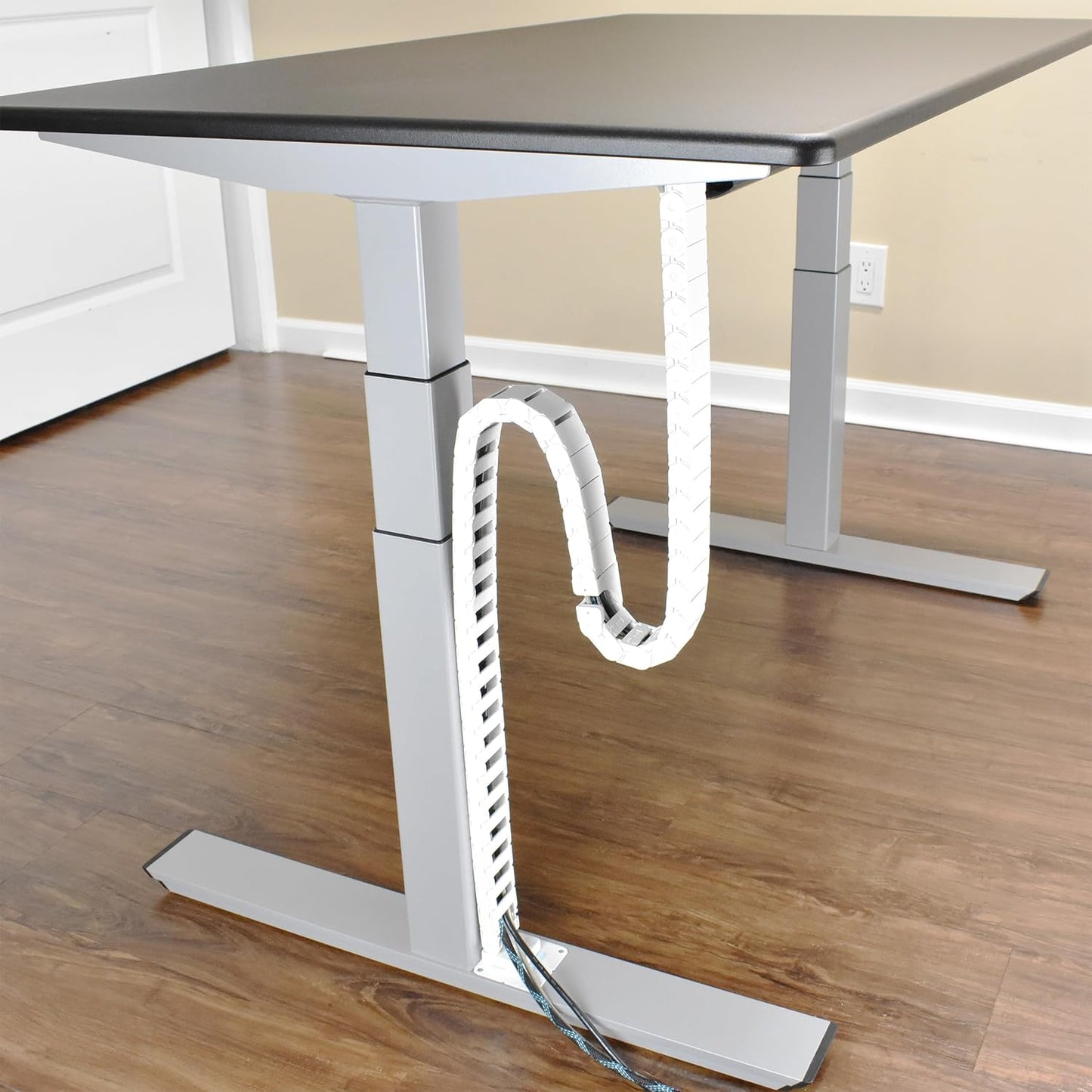 PivyCord-Vez Flex Chain Raceway Cable Management Solution for Sit-Stand Variable Height Desks, Flexible Cable Raceway to Hide, Organize and Protect Wires and Cables, White