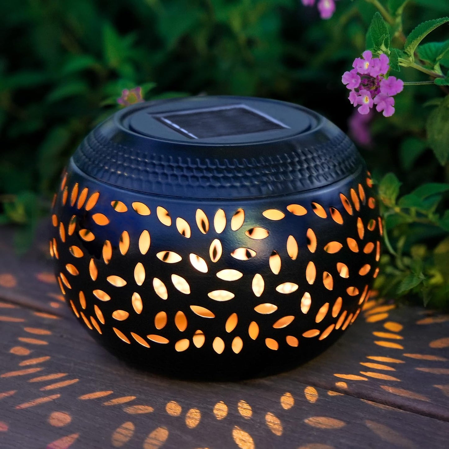 JMEXSUSS Solar Lanterns Outdoor Waterproof for Patio Table Decor | Solar Table Lamp Lantern for Porch Table Garden Camping Yard Deck Decor,Outdoor Accessories, Black,Gifts for Her
