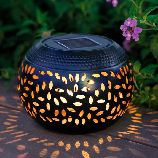 JMEXSUSS Solar Lanterns Outdoor Waterproof for Patio Table Decor | Solar Table Lamp Lantern for Porch Table Garden Camping Yard Deck Decor,Outdoor Accessories, Black,Gifts for Her