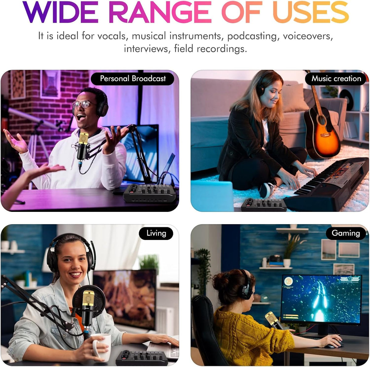 Podcast Equipment Bundle, F998 Sound Card with BM-800 Microphone | Podcast Equipment with Audio Mixer, Recording Studio Equipment for Podcasting Singing Gaming Live Streaming YouTube Tiktok