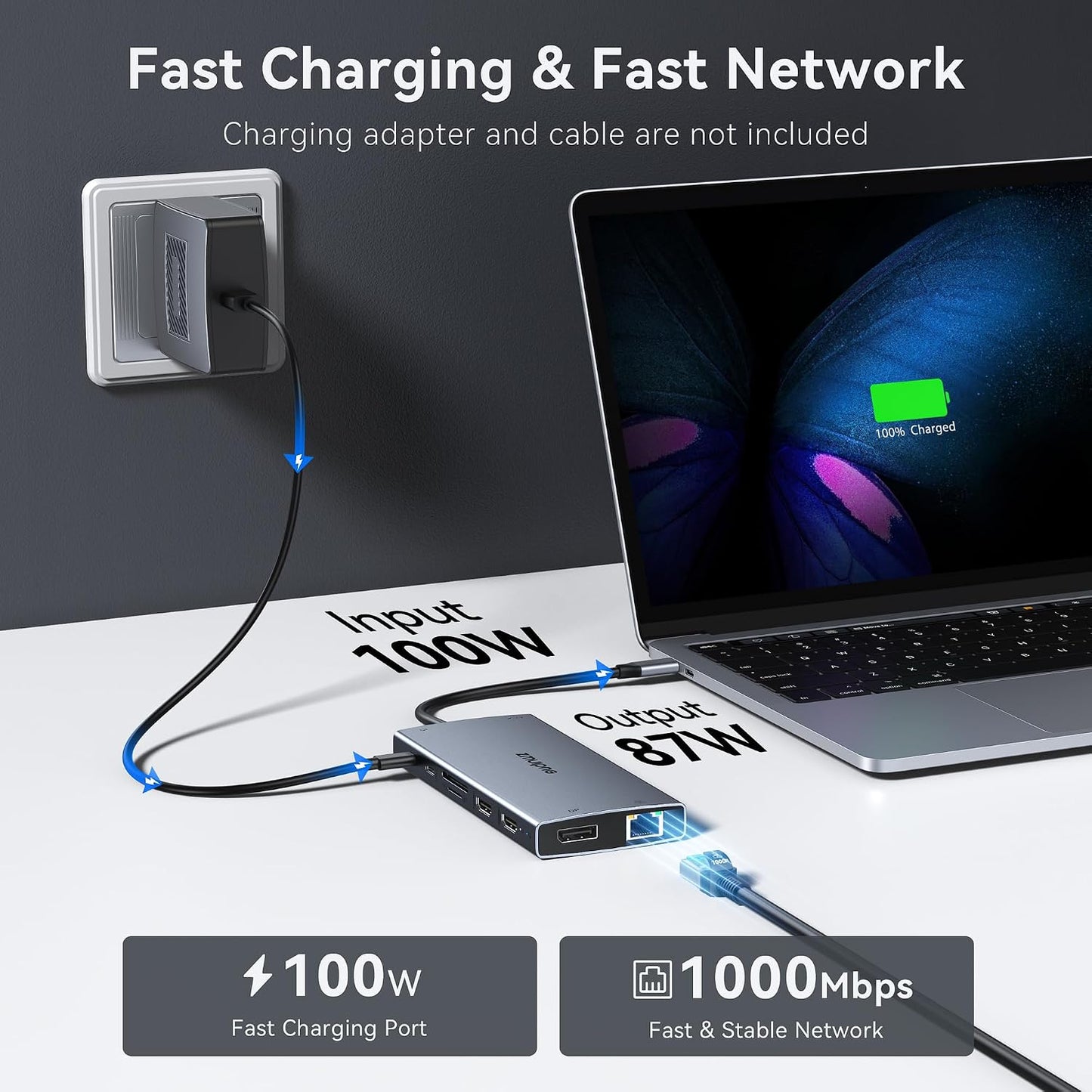 USB C Docking Station Dual Monitor Laptop Docking Station with 2 HDMI DP 8K | 15 in 1 Docking Station 3 Monitors with 100W PD 6 USB A/C Ports Button USB C Hub Multiport Adapter for Dell HP Windows Laptop