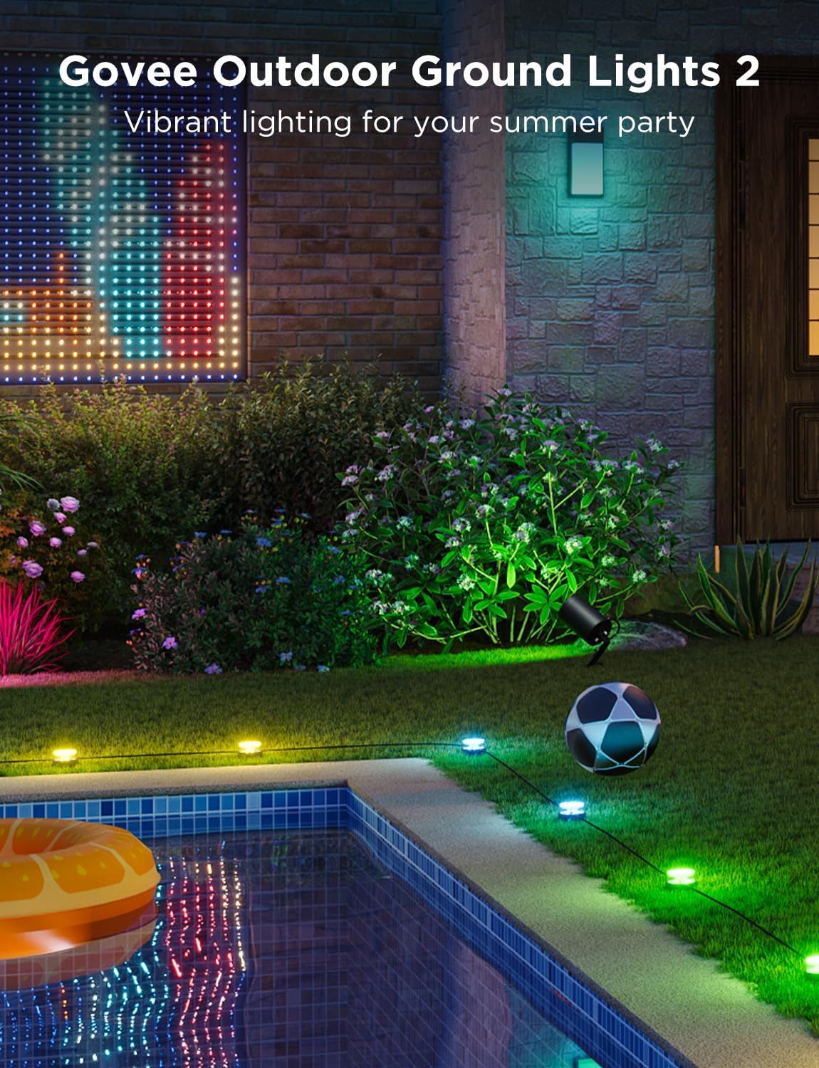 Govee Outdoor Ground Lights 2, 50ft Patio Decorations, 15 Pack | RGBIC Pathway Lights With 100LM Warm White, IP67 Waterproof, 63 Scene Modes, Works With Alexa, Google Assistant