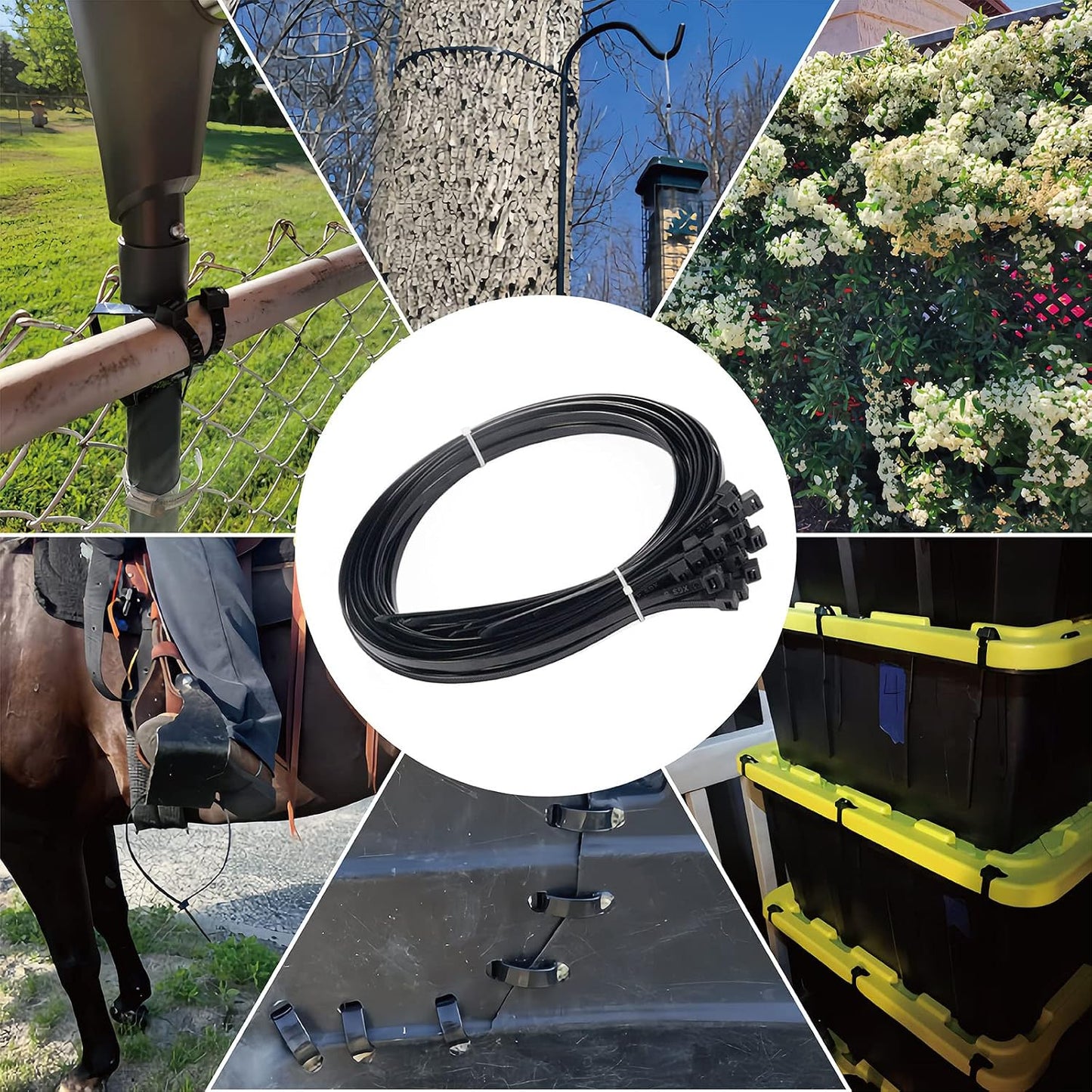 Large Zip Ties Heavy Duty Outdoor 24 inch (40 Pack), Heavy Duty Zip Ties 220 lbs, Black, by ANOSON