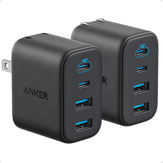 Anker Zolo USB C Charger Block, 50W Max Output Type C Charger Fast Charging | 2 USB C and 2 USB A, for iPhone 17/17 Pro Max/16 Series, MacBook, iPad, Pixel, Galaxy, Apple Watch and More (2-Pack, Black)