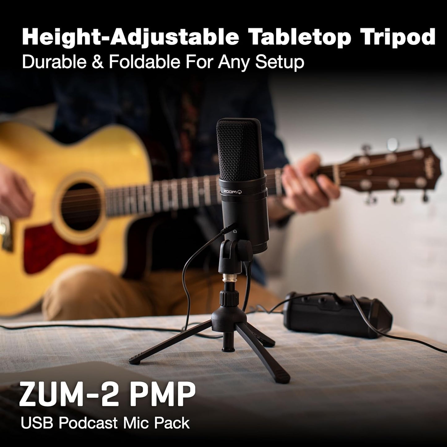 Zoom Zum-2 Podcast Mic Pack with USB Mic, Headphones & Stand | Perfect for Podcasters USB Microphone, Headphones, Tripod, Windscreen, and USB Cable Included