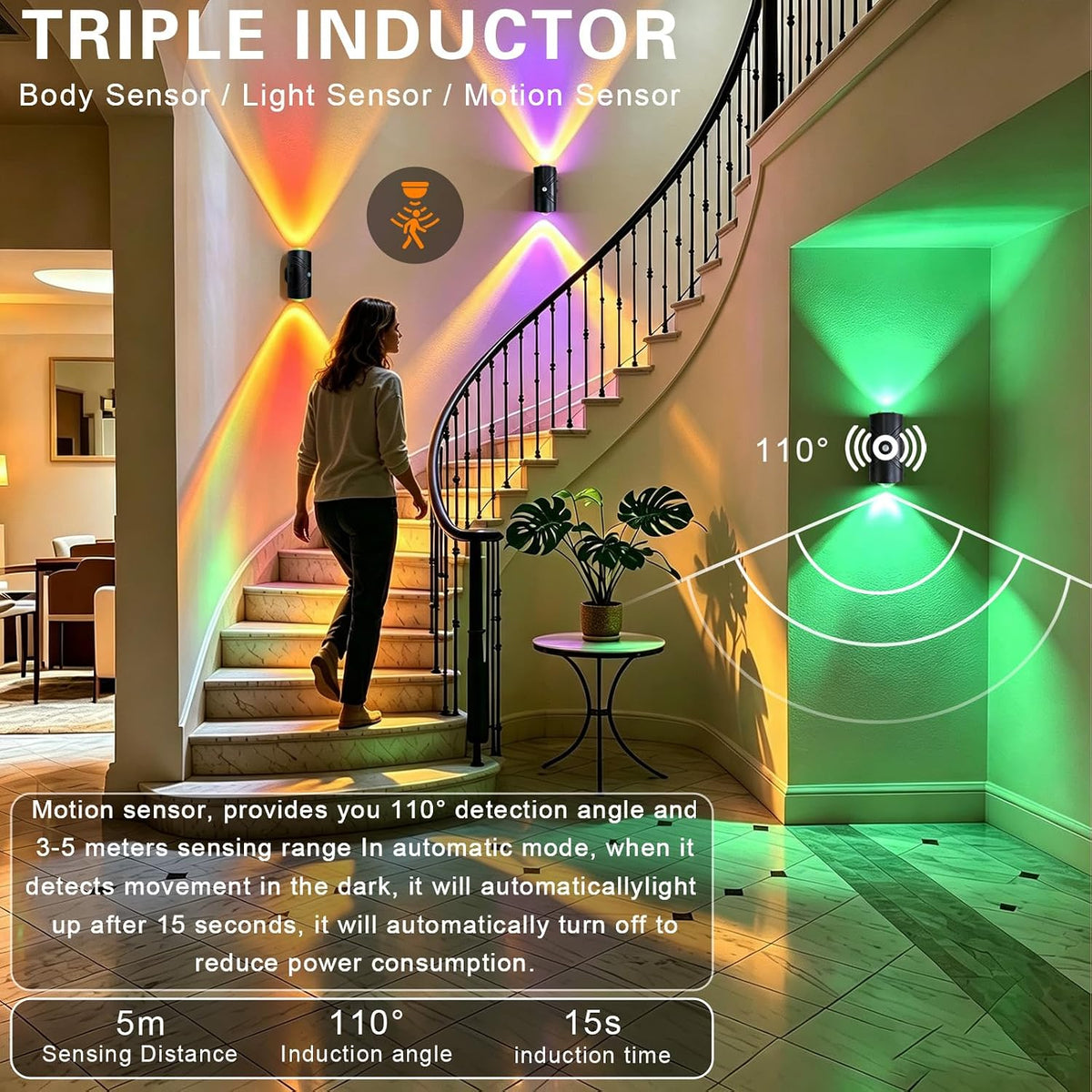 FlyonSea Rechargeable Motion Sensor Light Indoor, Wireless LED Wall Sconce