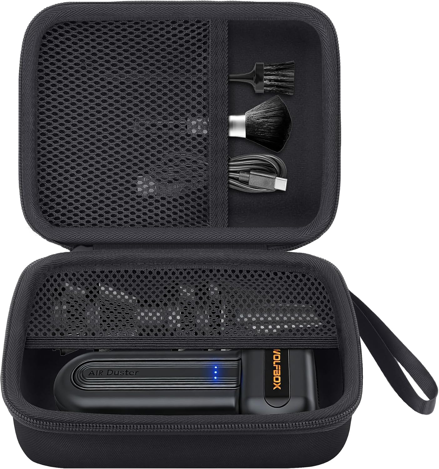 Hard Storage Case for WOLFBOX MF100/MF50/MF60/70 Electric Air Duster | Shockproof, Anti-crush, Mesh Pocket, Accessory storage, Not losing accessories, Protective Storage Box, Black Case